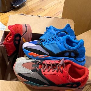 Box of Athletic Shoes, Yeezy Jordan and off white